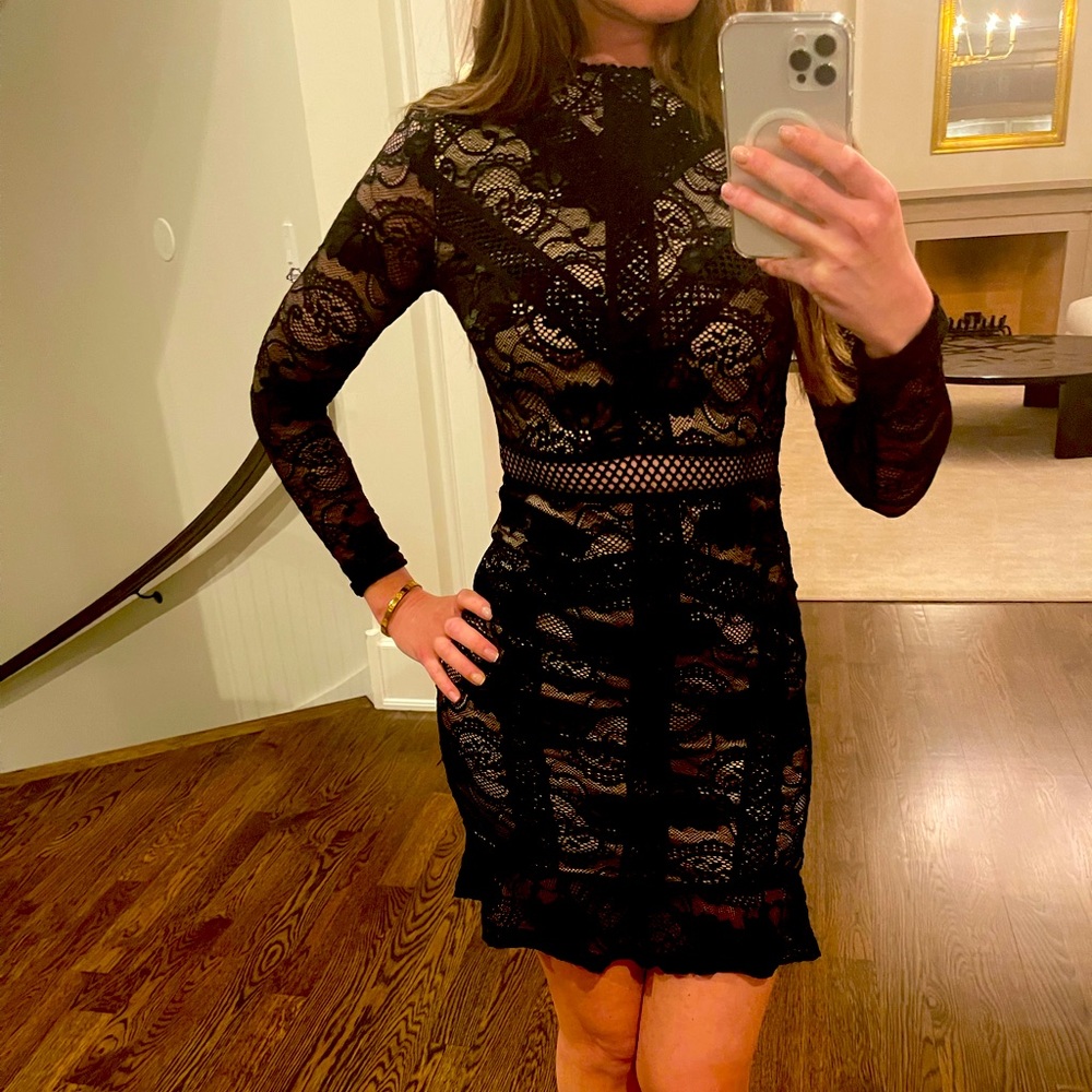 Black and nude lace dress Akira Small NWT